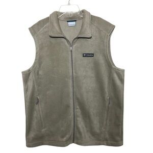 Columbia Men’s Fleece Stone Green (Khaki-Gray) Pockets Full Zíper Vest L